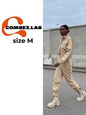 RARE! Combez.Lab CONFIDENT Nude Beige Color Jumpsuit